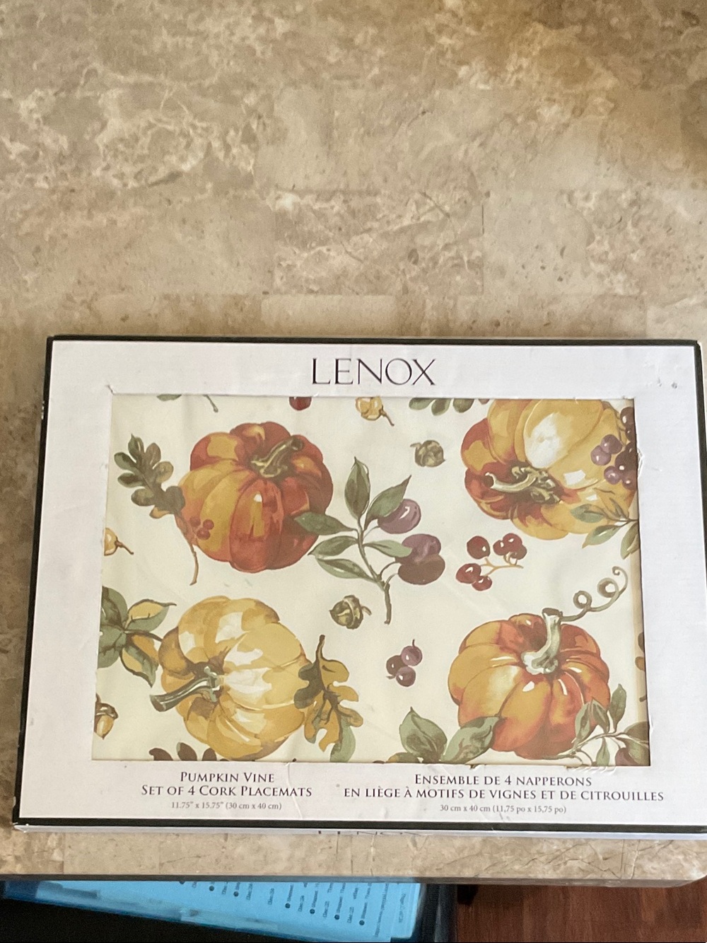 Lenox Autumn Pumpkin Vine Cork Placemats
